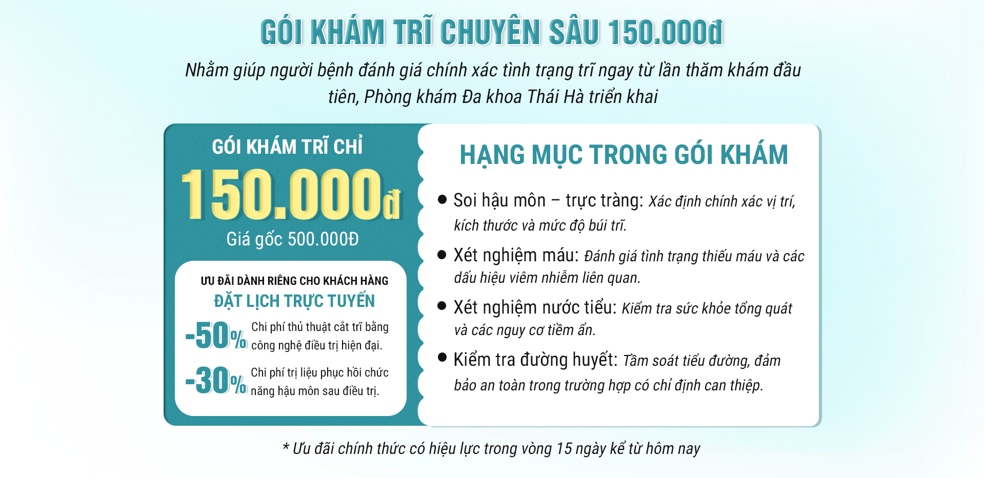 Ưu Đãi Gói Khám Bệnh Trĩ